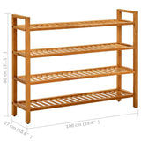Shoe Rack with 4 Shelves 100x27x80 cm Solid Oak Wood - Rear View