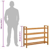 Shoe Rack with 4 Shelves 100x27x80 cm Solid Oak Wood - Close-Up Angle