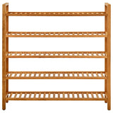 Shoe Rack with 5 Shelves 100x27x100 cm Solid Oak Wood - Front View