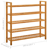 Shoe Rack with 5 Shelves 100x27x100 cm Solid Oak Wood - Rear View