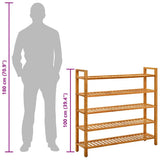 Shoe Rack with 5 Shelves 100x27x100 cm Solid Oak Wood
