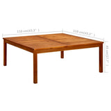 Garden Coffee Table 110x110x45 cm Solid Acacia Wood - Close-Up Angle