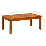 Garden Coffee Table 90x50x36 cm Solid Acacia Wood - Close-Up Angle