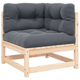 Garden Corner Sofa with Anthracite Cushions Solid Pinewood - Front View