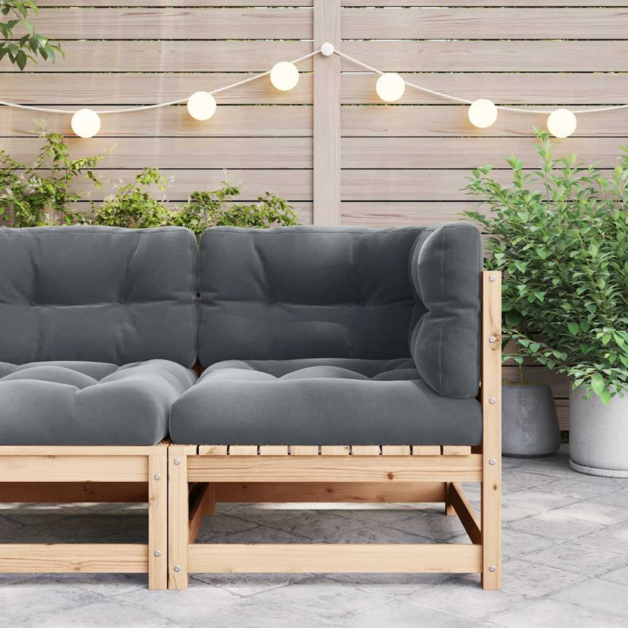 Garden Corner Sofa with Anthracite Cushions Solid Pinewood