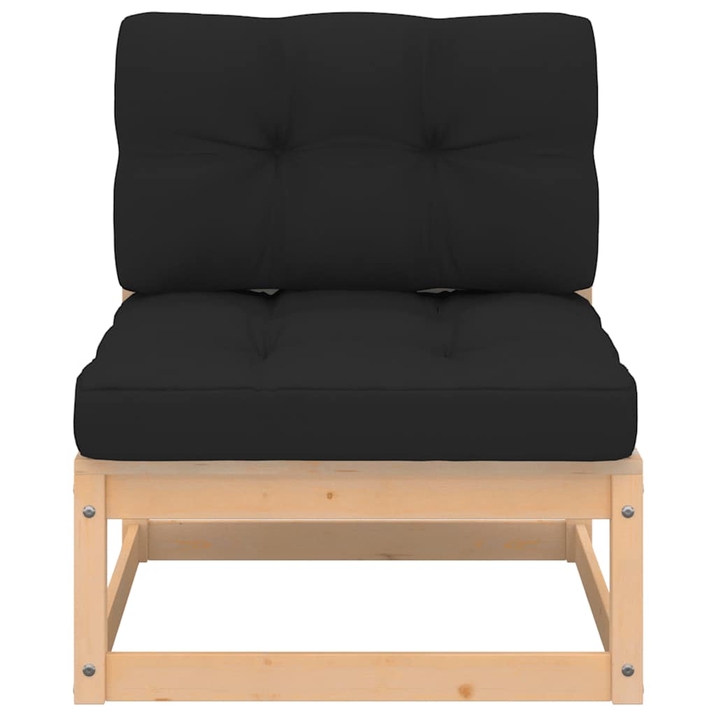 Garden Middle Sofa with Cushions Solid Pinewood