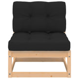 Garden Middle Sofa with Cushions Solid Pinewood - Front View