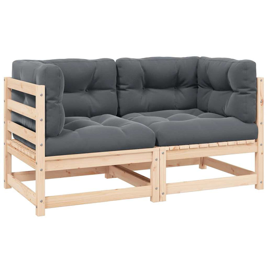 Garden Corner Sofas 2 pcs with Cushions Solid Pinewood