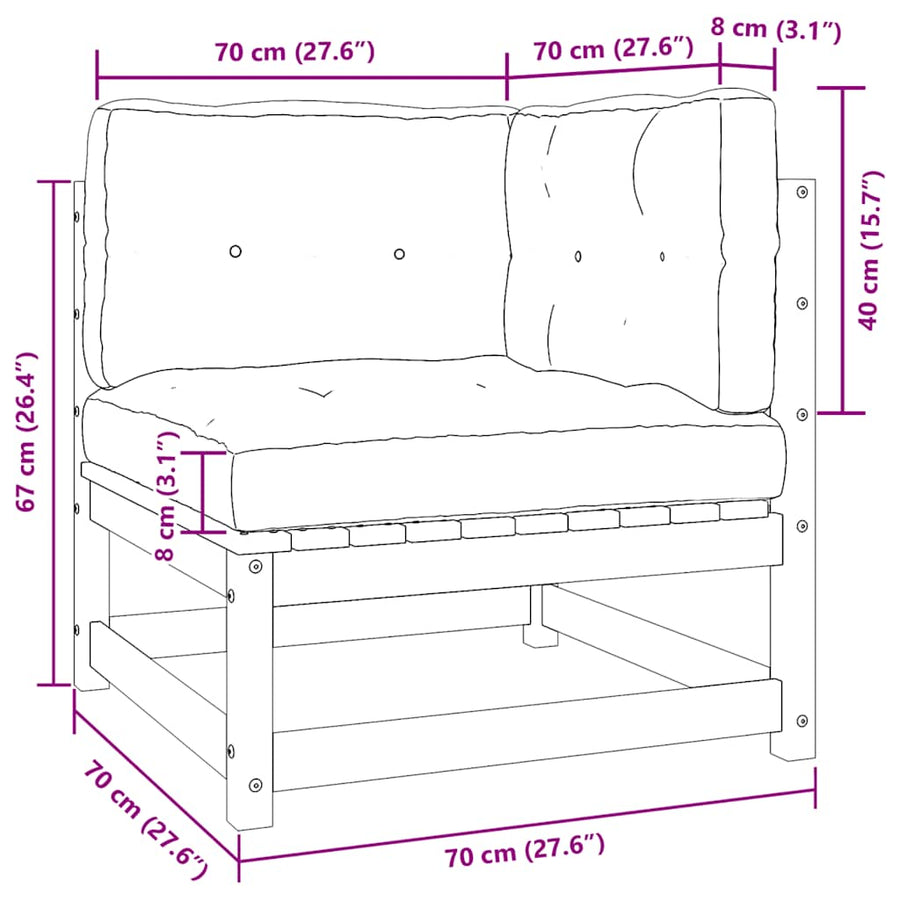 Garden Corner Sofas 2 pcs with Cushions Solid Pinewood