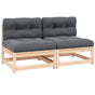 Garden Middle Sofas with Cushions 2 pcs Solid Pinewood