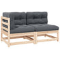 2 Piece Garden Lounge Set with Cushions Solid Pinewood