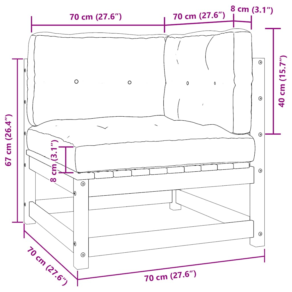 2 Piece Garden Lounge Set with Cushions Solid Pinewood
