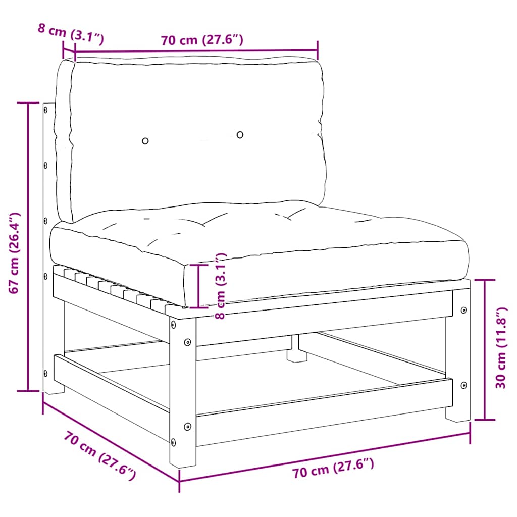 2 Piece Garden Lounge Set with Cushions Solid Pinewood