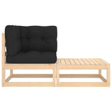 2 Piece Garden Lounge Set with Cushions Solid Pinewood - Front View