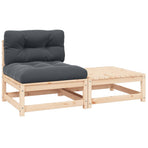 3 Piece Garden Lounge Set with Cushions Solid Pinewood
