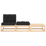 3 Piece Garden Lounge Set with Cushions Solid Pinewood - Front View