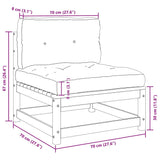 3 Piece Garden Lounge Set with Cushions Solid Pinewood - 45-Degree Angle