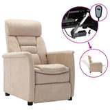 Electric Recliner Chair Cream Faux Suede Leather