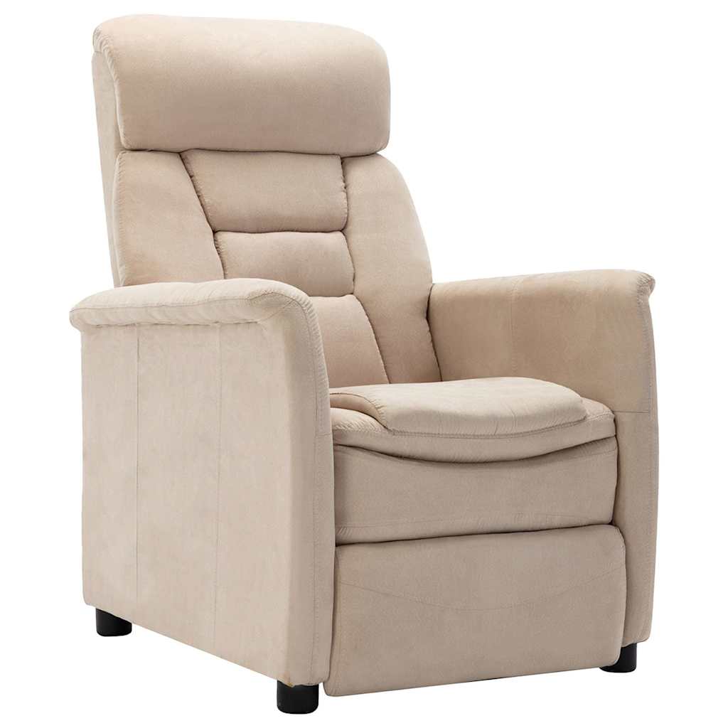 Electric Recliner Chair Cream Faux Suede Leather