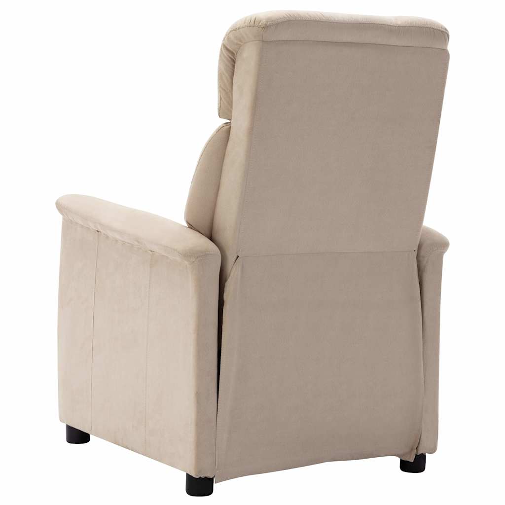 Electric Recliner Chair Cream Faux Suede Leather