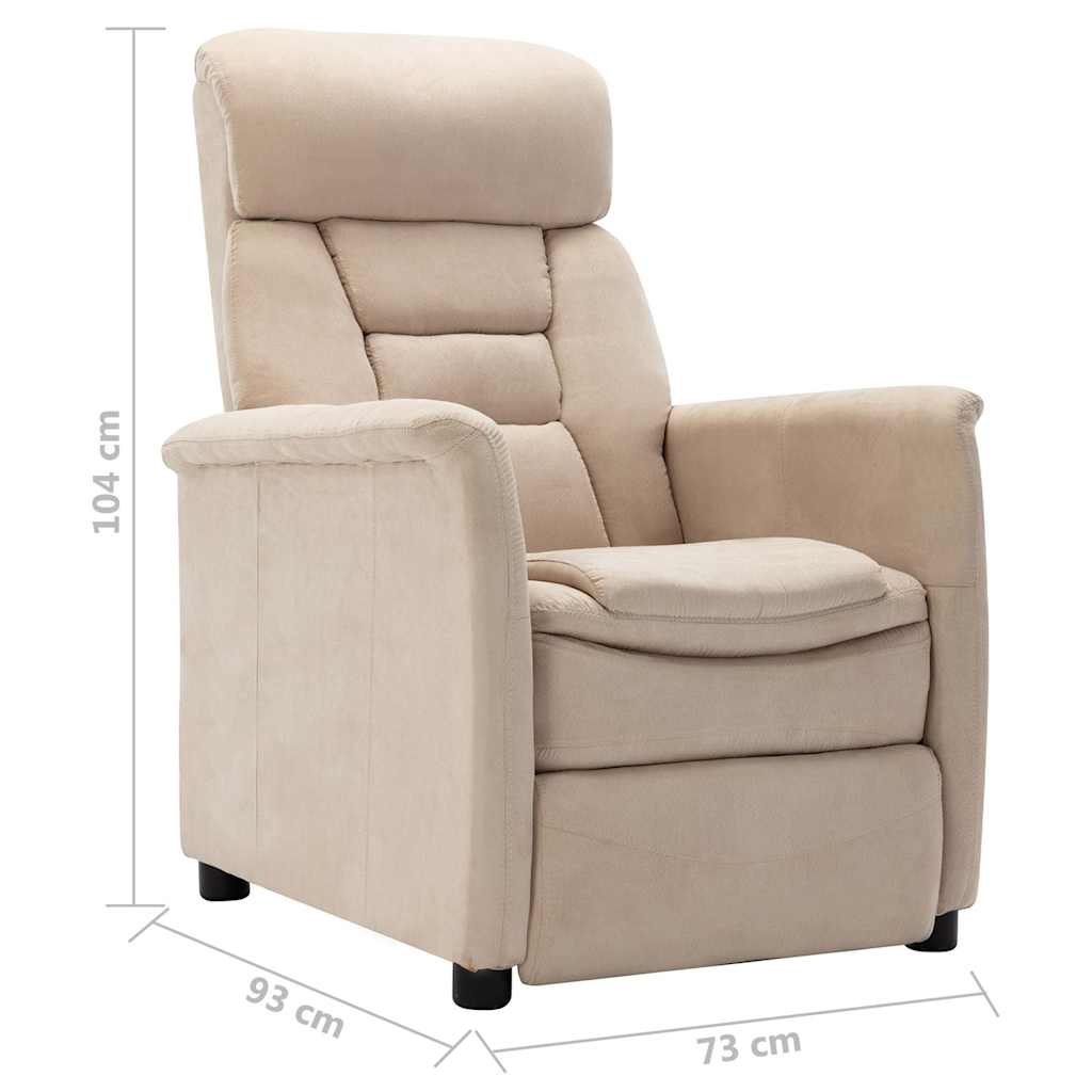 Electric Recliner Chair Cream Faux Suede Leather