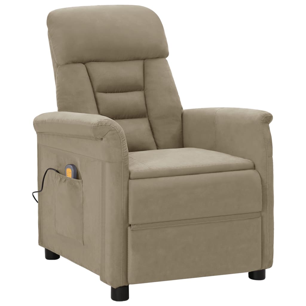 Electric Massage Recliner Light Grey Faux Suede Leather