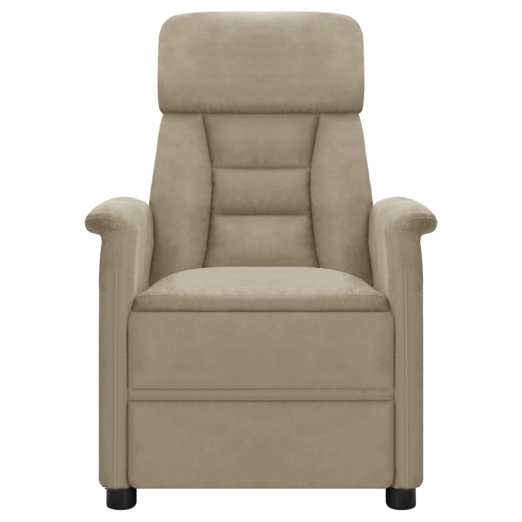 Electric Massage Recliner Light Grey Faux Suede Leather