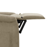 Electric Massage Recliner Light Grey Faux Suede Leather - Close-Up Angle