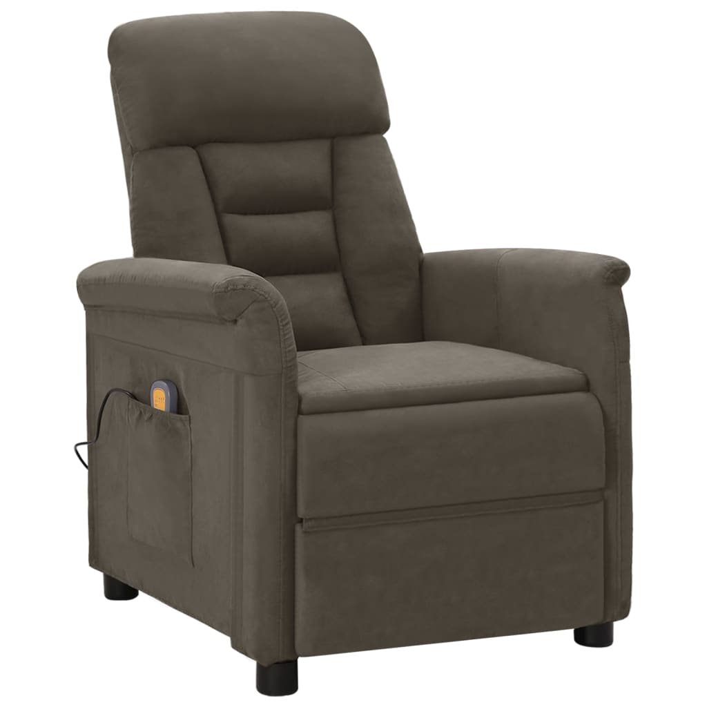 Electric Massage Recliner Dark Grey Faux Suede Leather