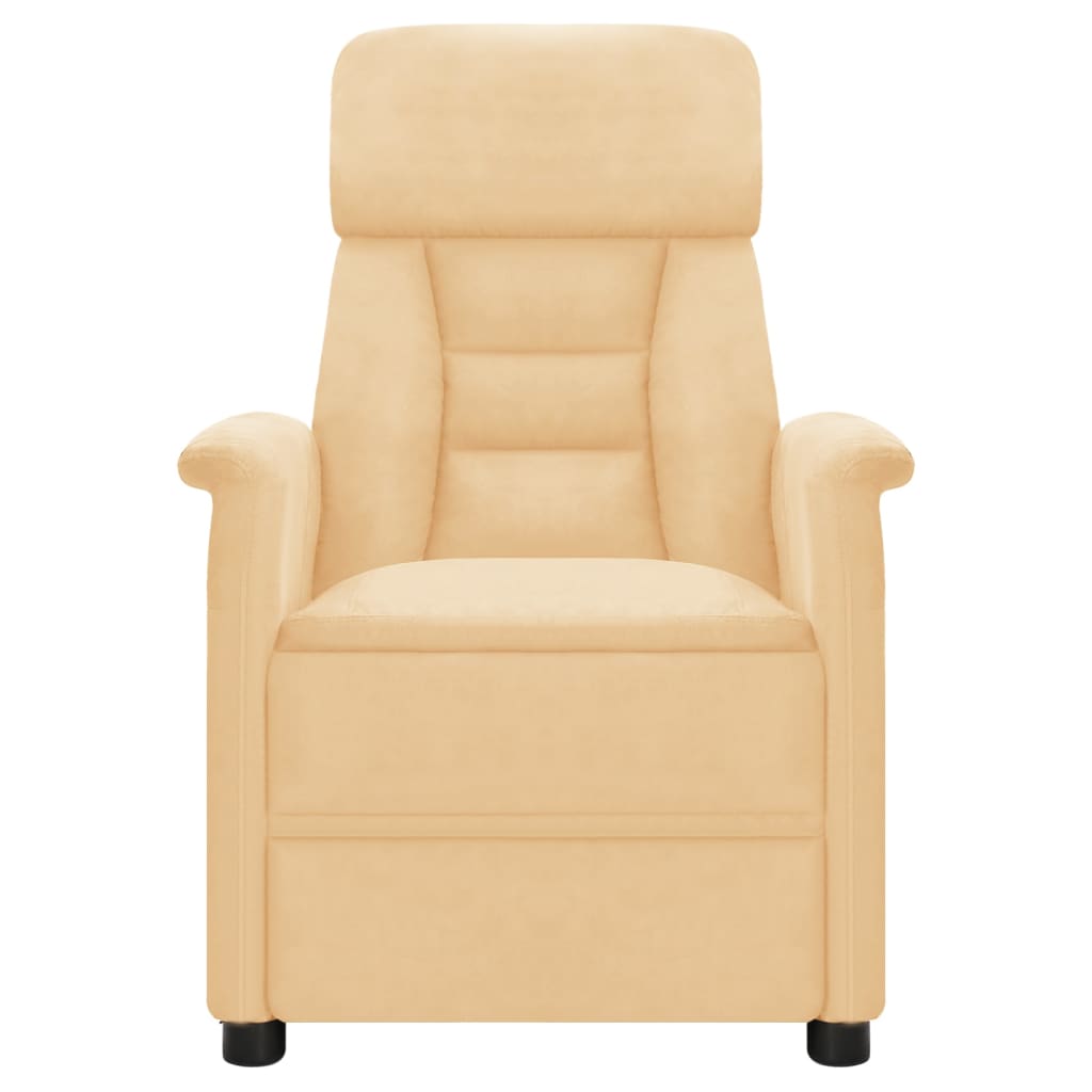 Electric Massage Recliner Cream Faux Suede Leather