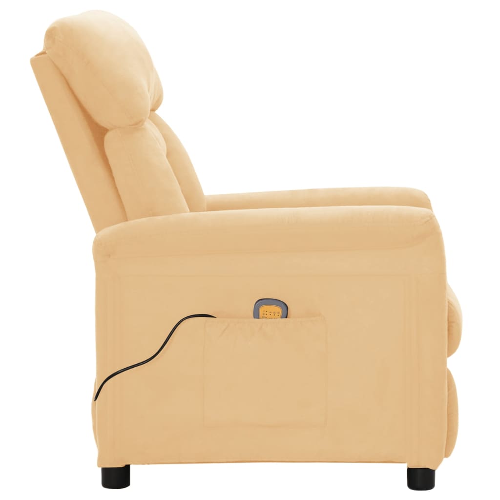 Electric Massage Recliner Cream Faux Suede Leather