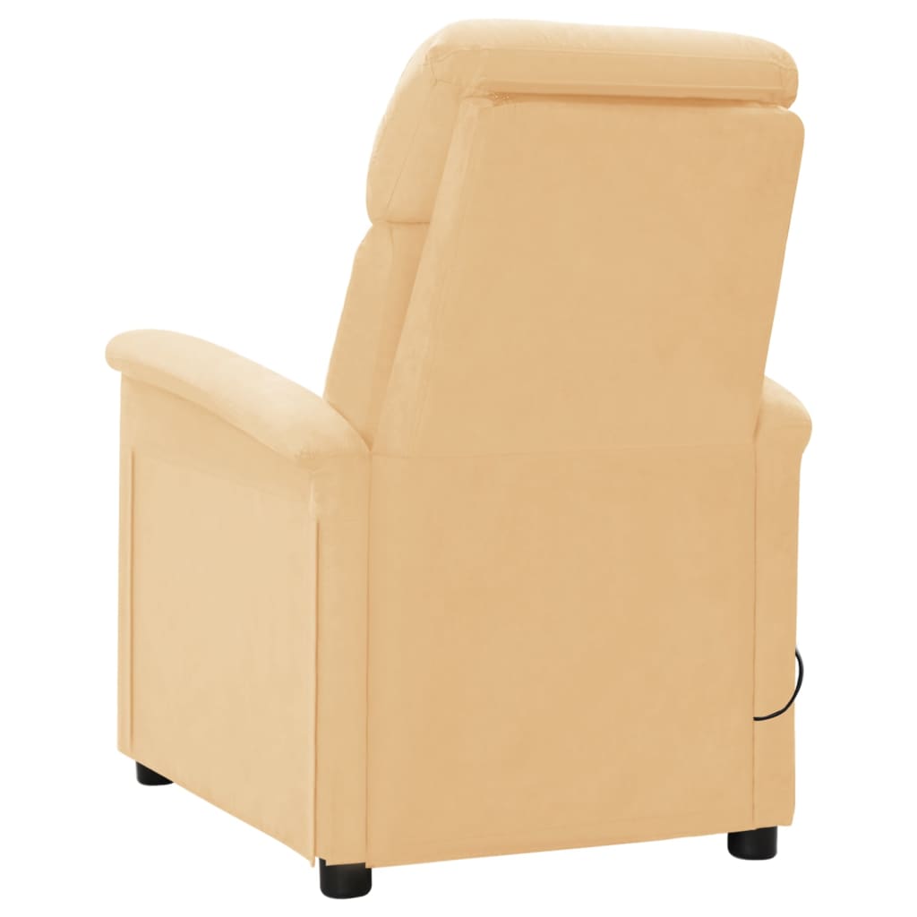 Electric Massage Recliner Cream Faux Suede Leather