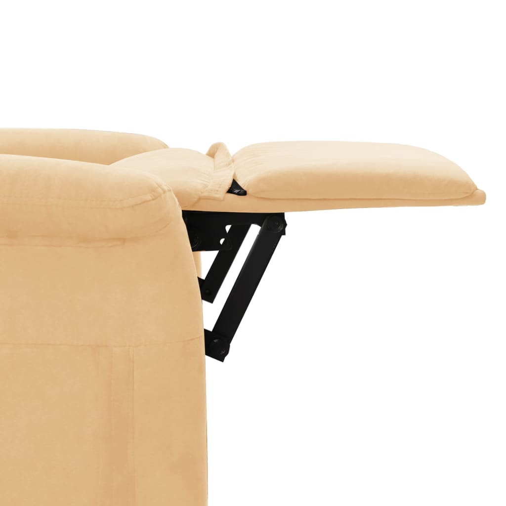 Electric Massage Recliner Cream Faux Suede Leather