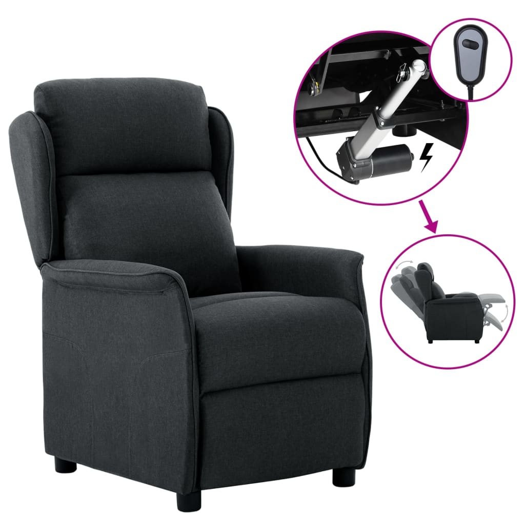 Electric Recliner Chair Dark Grey Fabric