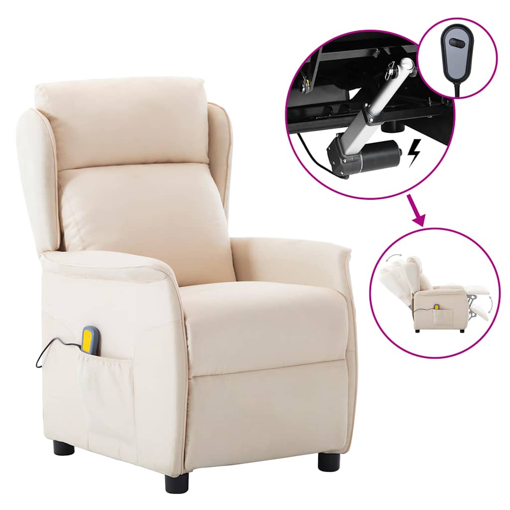 Electric Massage Chair Cream Fabric