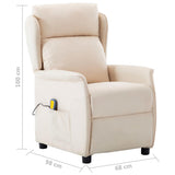 Electric Massage Chair Cream Fabric - Extra Image