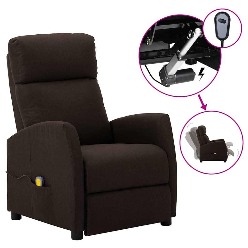 Electric Massage Chair Dark Brown Fabric