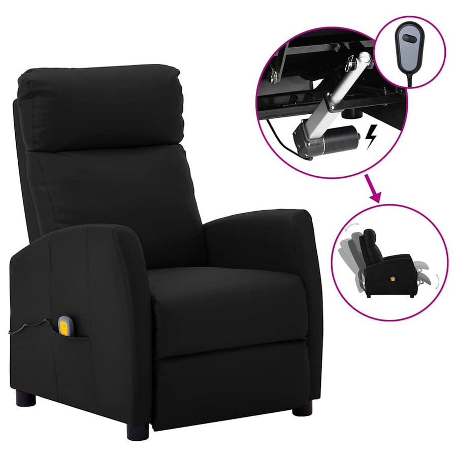 Electric Massage Chair Black Faux Leather