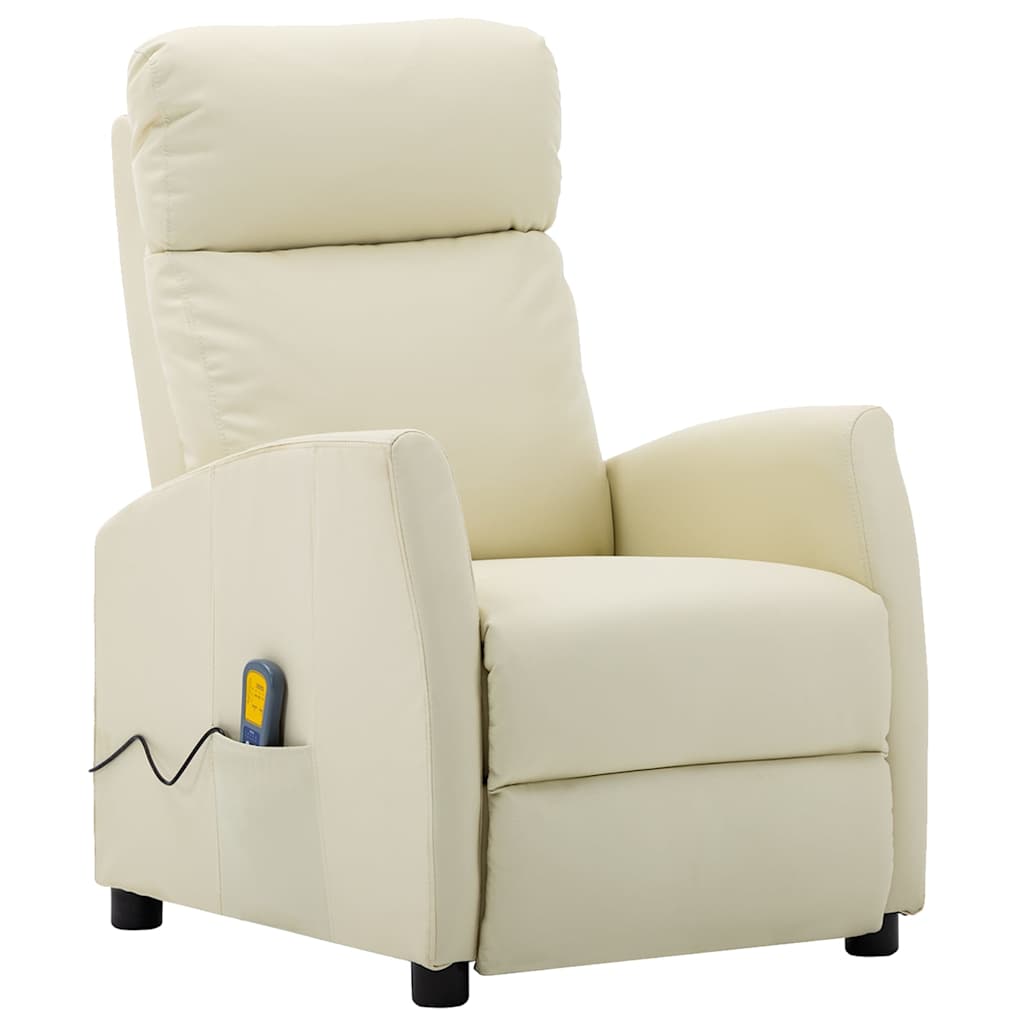 Electric Massage Chair Cream Faux Leather