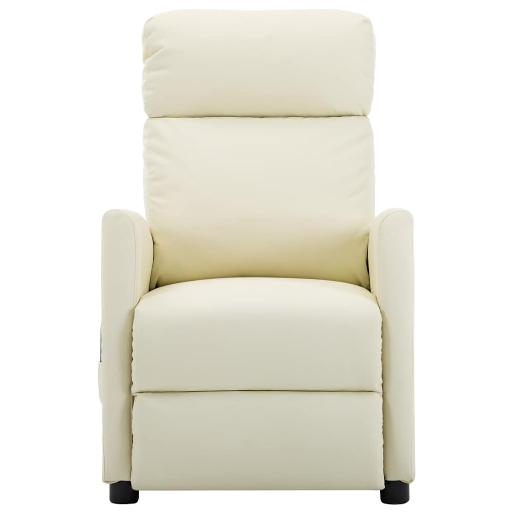 Electric Massage Chair Cream Faux Leather