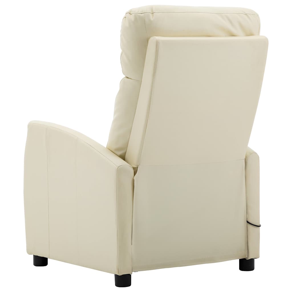 Electric Massage Chair Cream Faux Leather