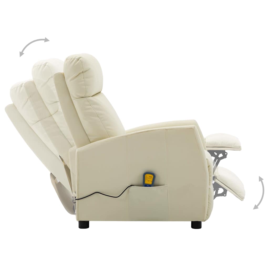 Electric Massage Chair Cream Faux Leather