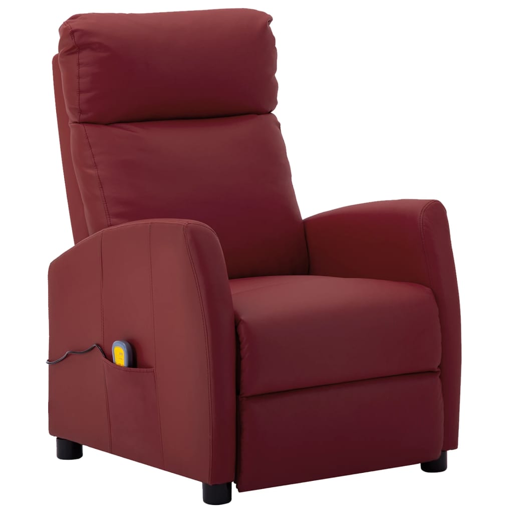 Electric Massage Chair Wine Red Faux Leather