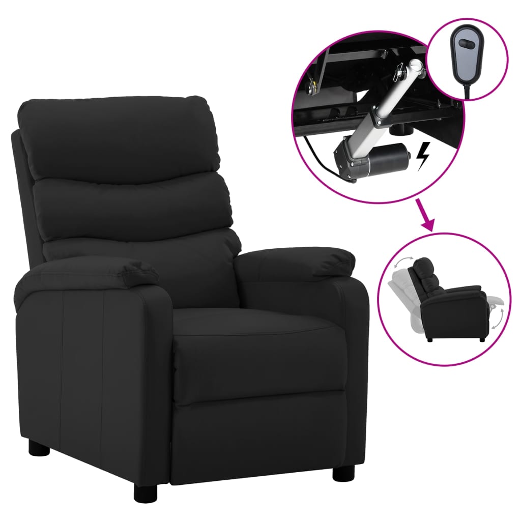 Electric Reclining Chair Black Faux Leather