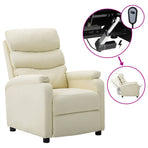 Electric Reclining Chair Cream Faux Leather