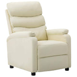 Electric Reclining Chair Cream Faux Leather - Front View
