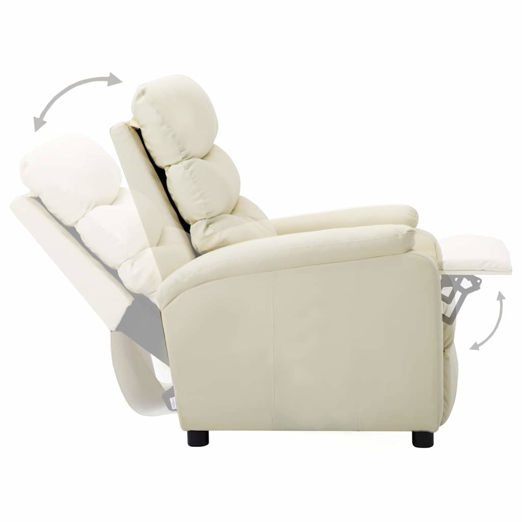 Electric Reclining Chair Cream Faux Leather