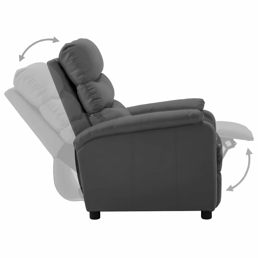 Electric Reclining Chair Grey Faux Leather
