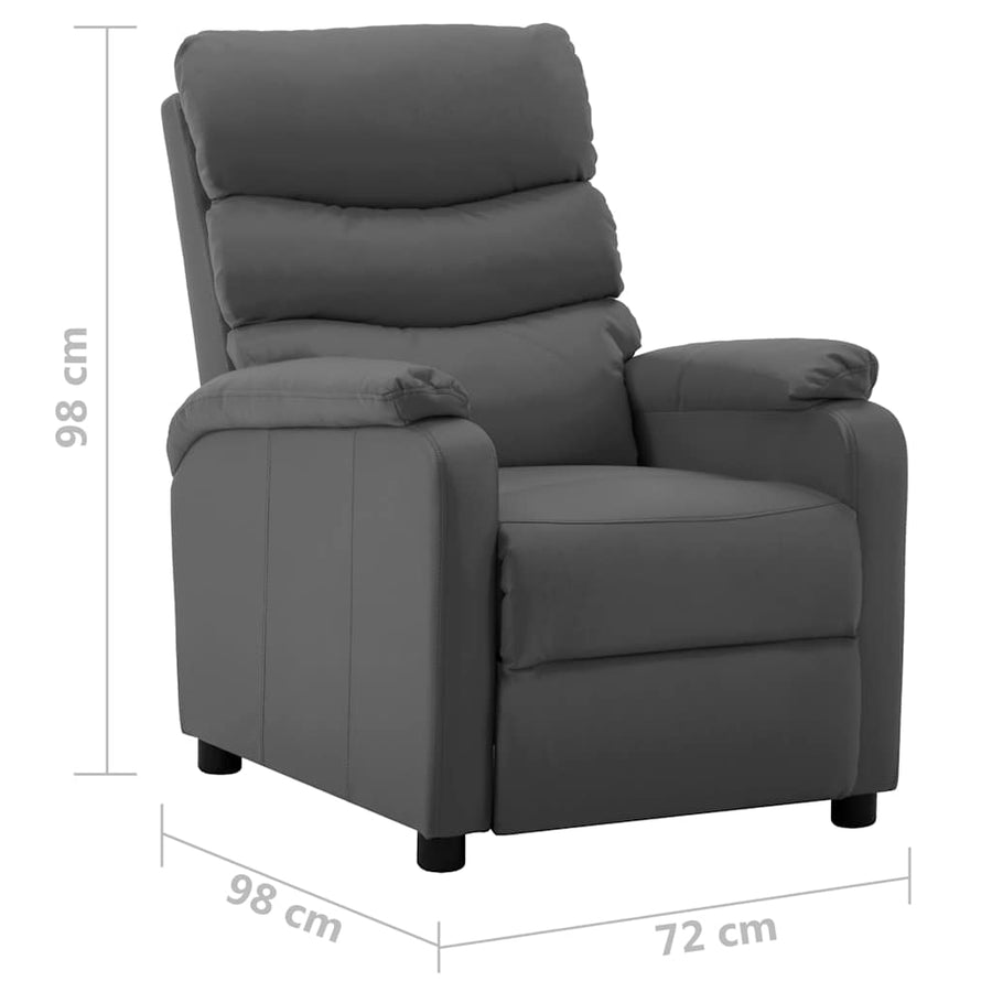 Electric Reclining Chair Grey Faux Leather
