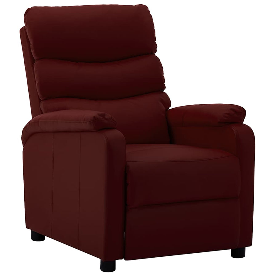 Electric Recliner Chair Wine Red Faux Leather